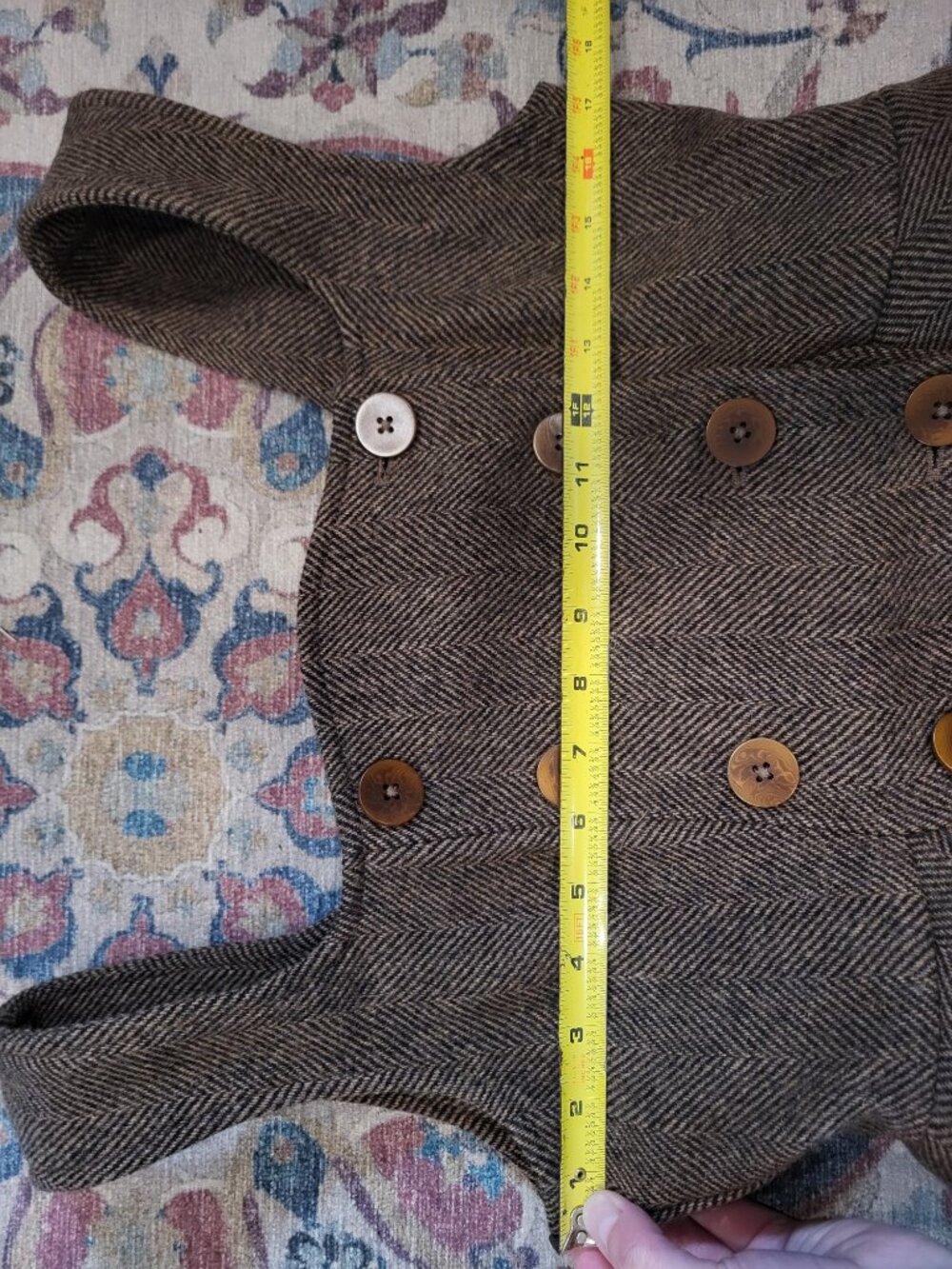 NWOT Linennaive Emma 33 Brown Herringbone Wool dress Size S - Picture 5 of 10